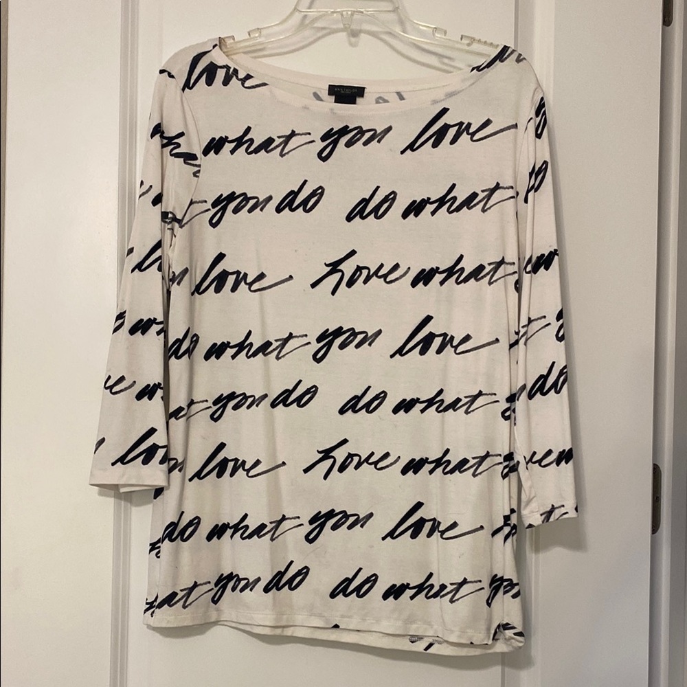 Ann Taylor Factory Cream Boxy Long Sleeve Top